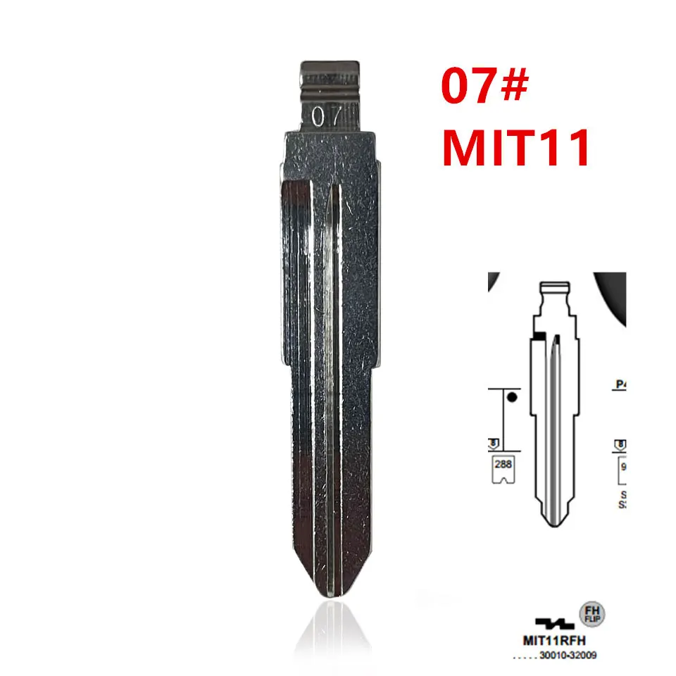 Car Remote Key Car Key 10pcs Key Blanks 07# MIT11 MIT11R Metal Uncut Blank Flip Remote Key Blade for Mitsubishi for Keydiy KD Xhorse VVDI JMD