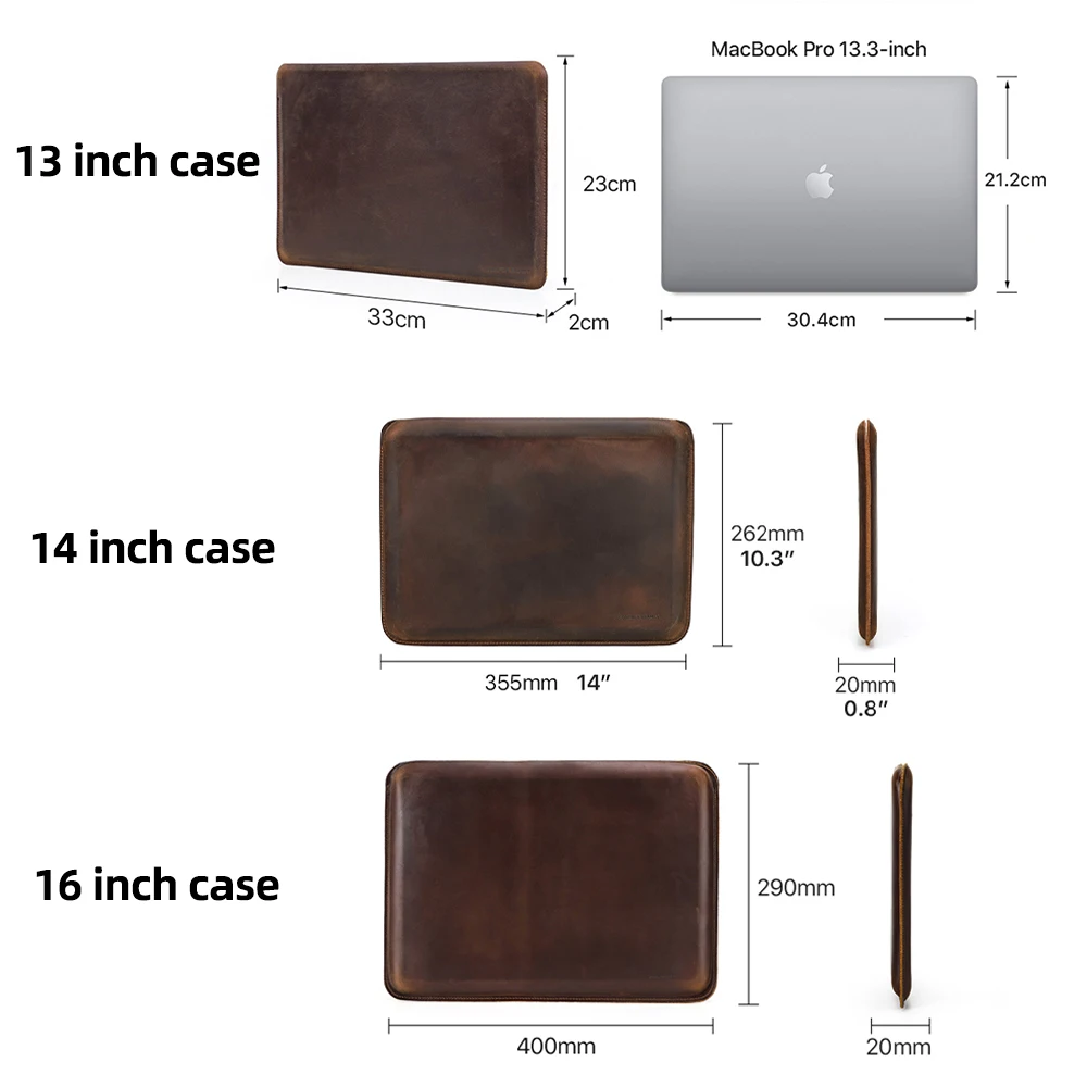CONTACTS FAMILY Premium Genuine Leather Laptop Sleeve Case - Sleek Computer Bag