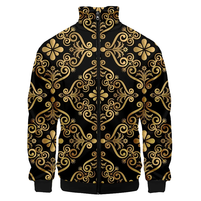 thumbnail image 4 of Nueva chaqueta de lujo con estampado dorado para hombre y mujer, chaqueta bomber para hombre y mujer, chaqueta con bolsillos y cremallera, abrigo de manga larga, chaquetas de primavera, 4 of 5