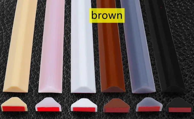 Multi-size Bathroom Water retaining strip Dry And Wet Separation Silicone Shower Barrier Dam Flood Self-adhesive door seal strip brown