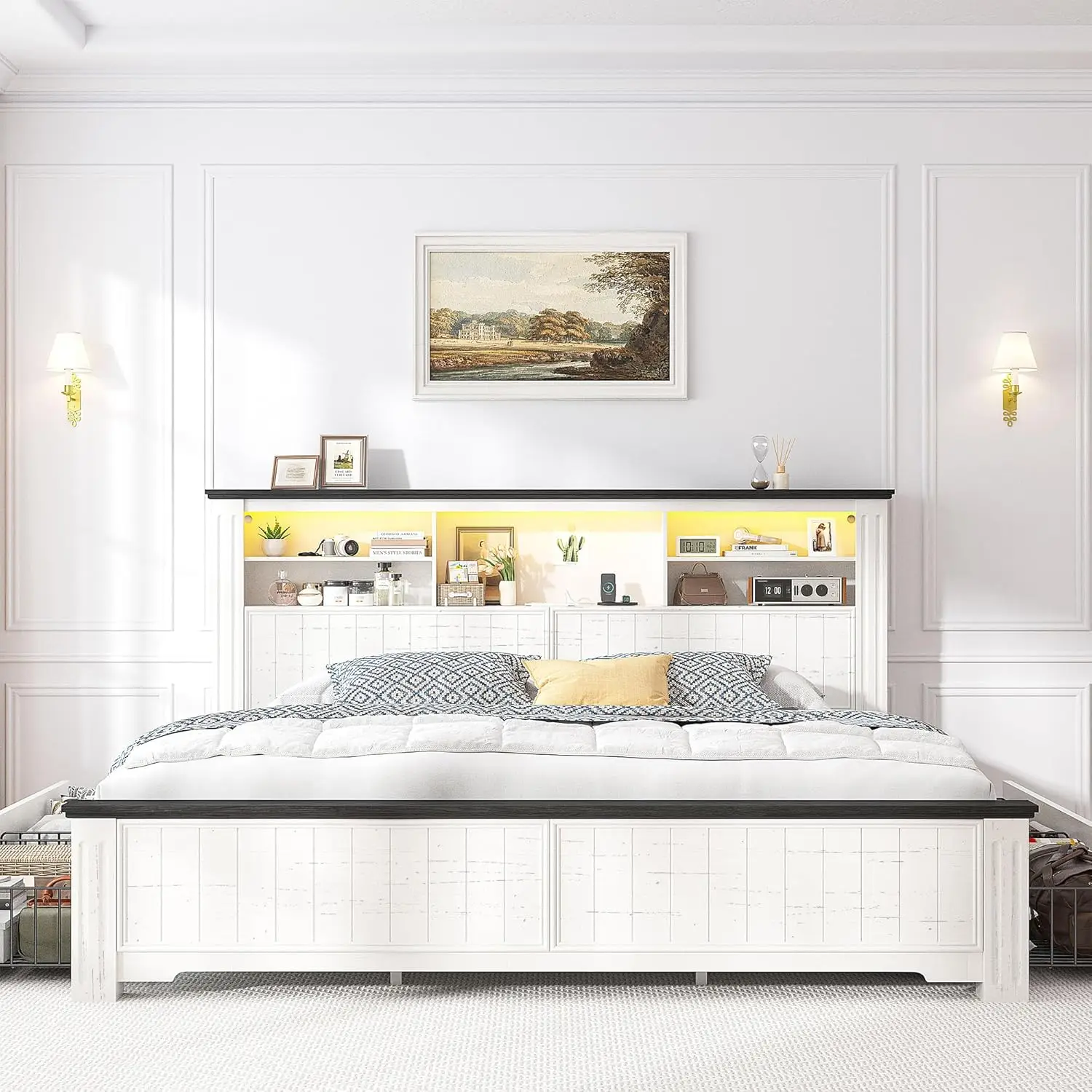 King Storage Bed with LED 3