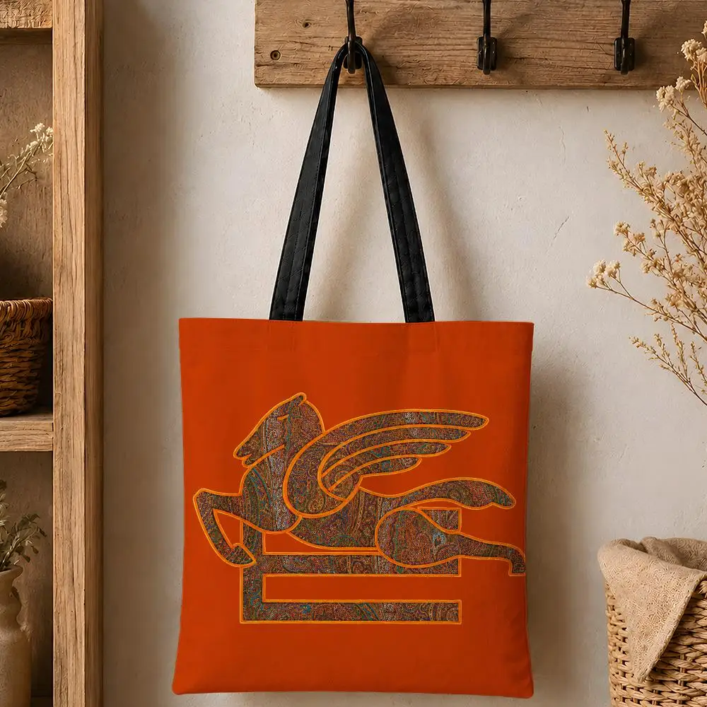 Eco-Friendly Cotton Canvas Tote Bag - Reusable Large Capacity Fashion Storage Bag