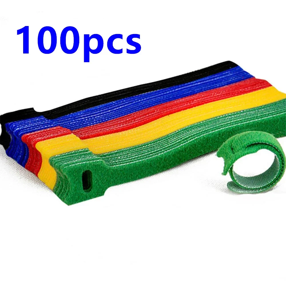 100pcs Releasable Cable Ties Colored Plastics Reusable Cable ties Nylon Loop Wrap Zip Bundle Ties T-type Cable Tie Wire