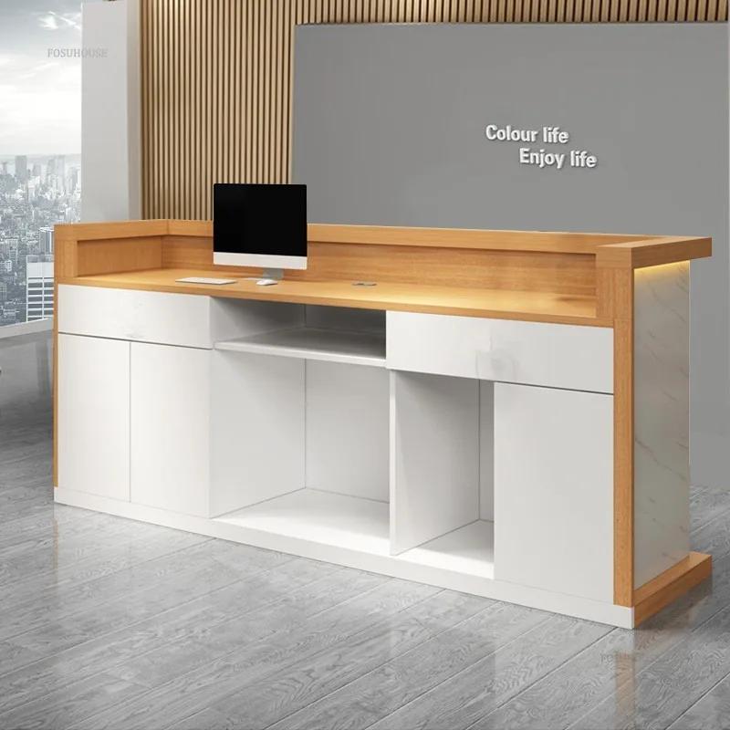 Modern Chinese Reception Desks Bar Counter Display Beauty Salon Reception Desk Cashier Counters Commercial Office Furniture H