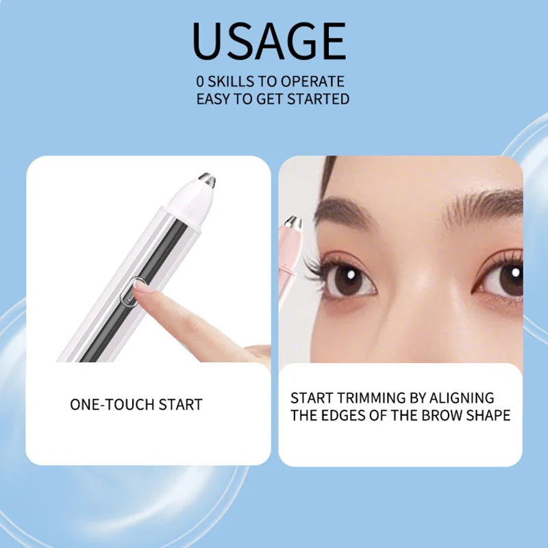 USB Rechargeable Electric Eyebrow Trimmer Pen for Women, Painless Precision Eyebrow Hair Remover, Safe Shaver Razor Tool