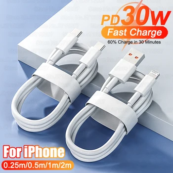 30W PD USB Type C Fast Charger Cable For iPhone 15 14 13 12 11 Pro Max XS X XR 8 7 Plus Charging Cable For Apple iPad Data Line 1