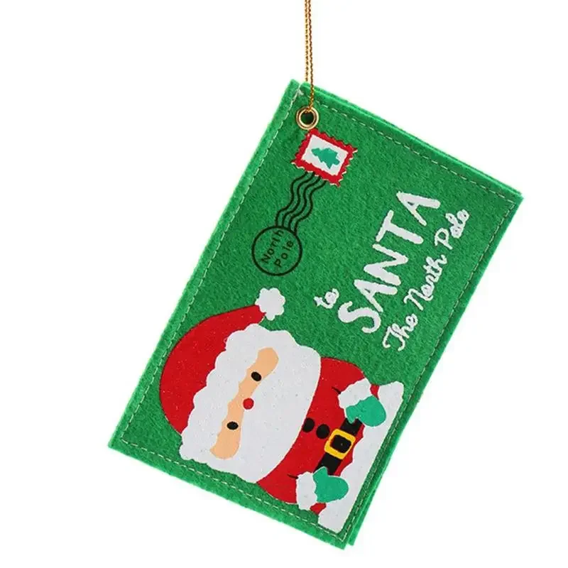 10pcs Green Christmas Envelope Candy Bag Invitation Envelope Santa Claus Tree Ornament Gift Bag Christmas Santa Sack Party Decor
