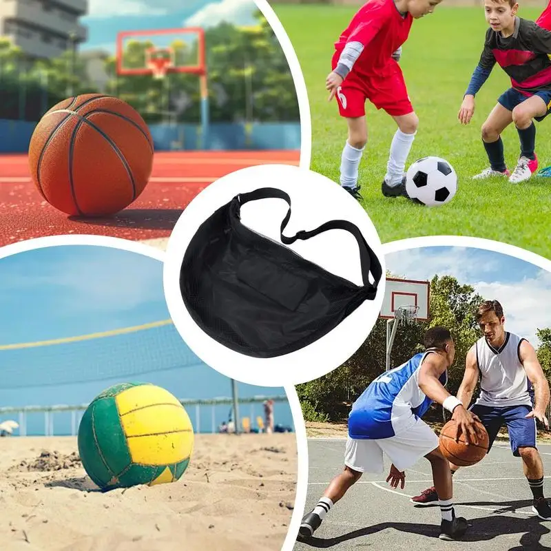 Mesh Basketball Bag Basketball Outdoor Sports Shoulder Bag Large Capacity Mesh Single Ball Carry For Volleyball Football