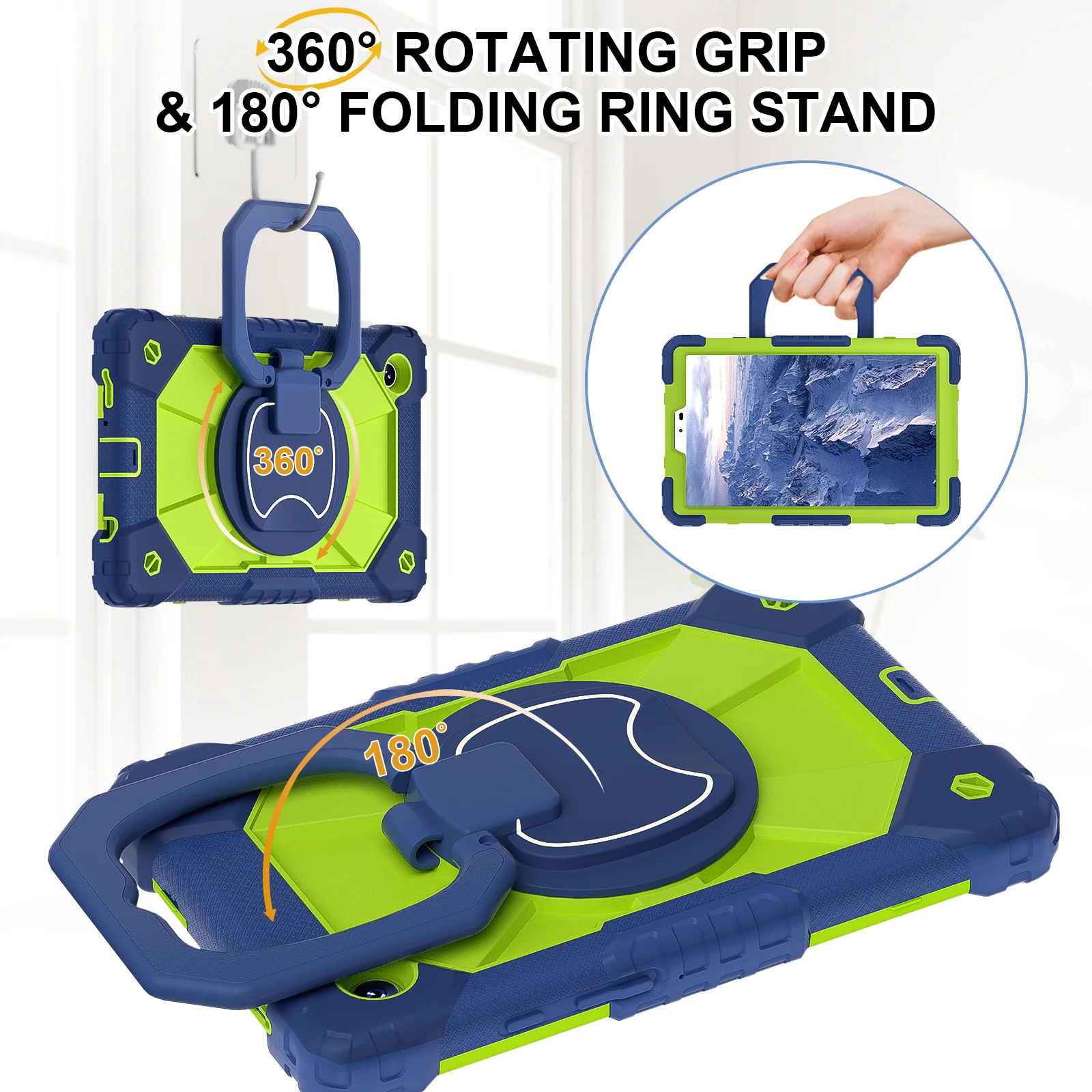 360-Degree Rotating Kids Tablet Case with Shoulder Strap