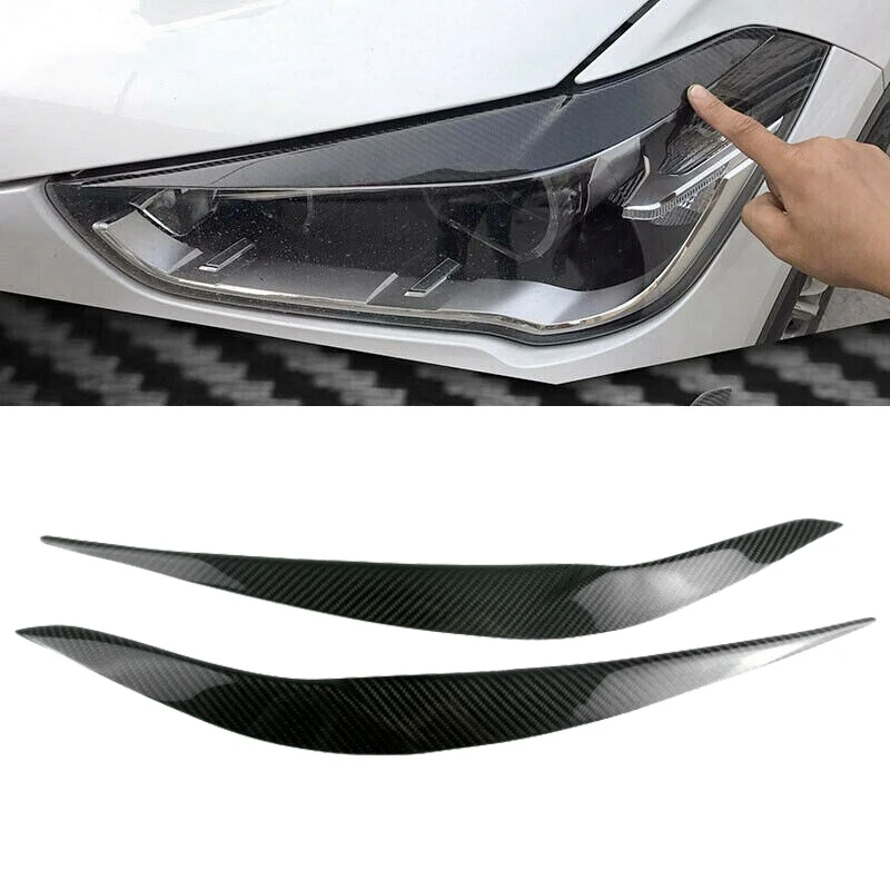 

For BMW X1 F48 F49 2016-2019 Carbon Fiber ABS Car Sticker Front Headlights Eyebrow Eyelid Trim Cover Accessories