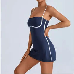 Women's Activewear Sports Set: Golf, Tennis, Yoga, and Pickleball Dress with Pad - M (Navy blue)