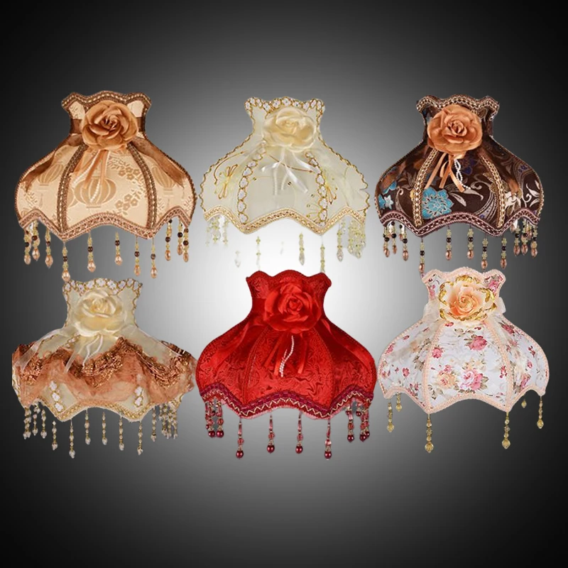 Abat-jour Vintage En Tissu à Fleurs Et Franges Perles - Ø 26 Cm, Pour Lampe De Salon Ou Chambre, Ambiance Cosy - 10