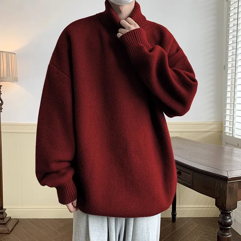 2024 Autumn Winter Men Turtleneck Sweaters Mens Oversized Warm Sweater Women Knitted Jumpers Vintage Pullovers Mens Clothing 6