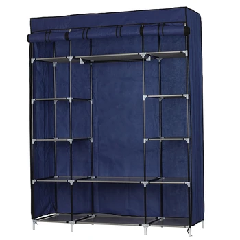 5-Layer 12-Compartment Non-woven Fabric Wardrobe Portable Closet Navy (133x46x170cm) 4