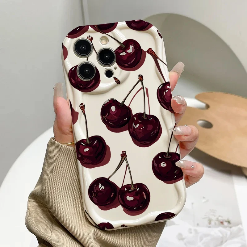 Wine Red Transparent Cherry Phone Case