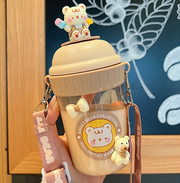 NEWSTYP Kawaii Bear Pastel Water Bottle With 3D Sticker 700ml Plastic  Travel Tea Juice Milk Portable…See more NEWSTYP Kawaii Bear Pastel Water  Bottle