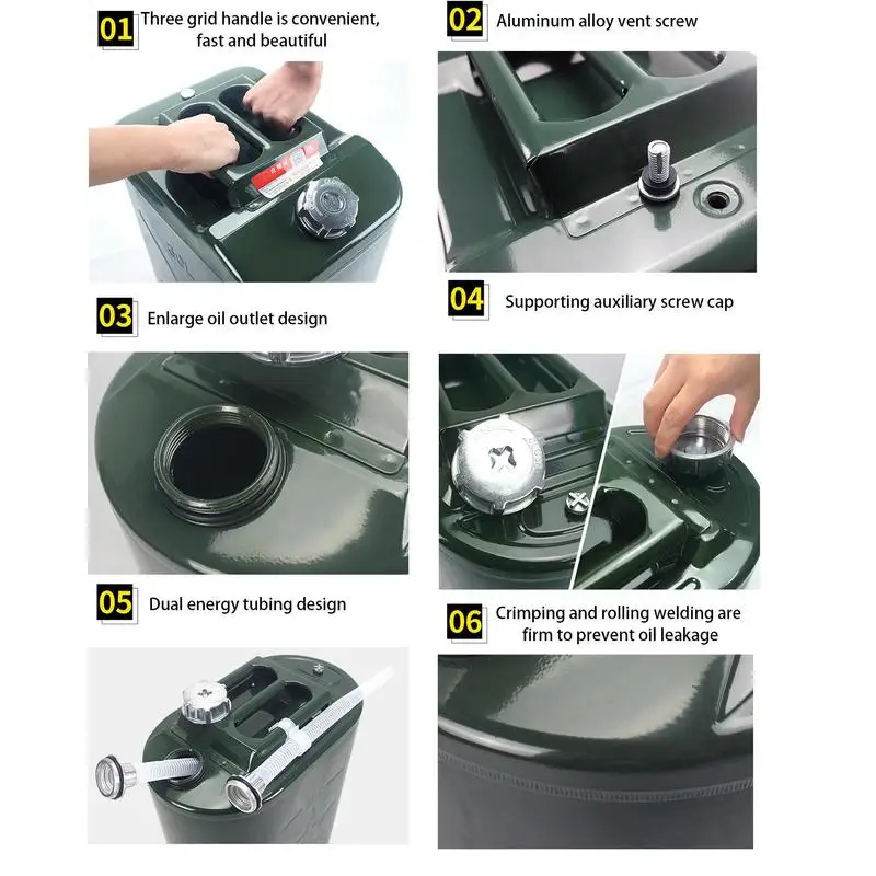 3L/5L/10L Jerry Can Seal Petrol Cans Fuel Oil Can Diesel Fuels Stainless Steel Square Fuels Container Vehicle Accessories petrol can motorcycle fuel container