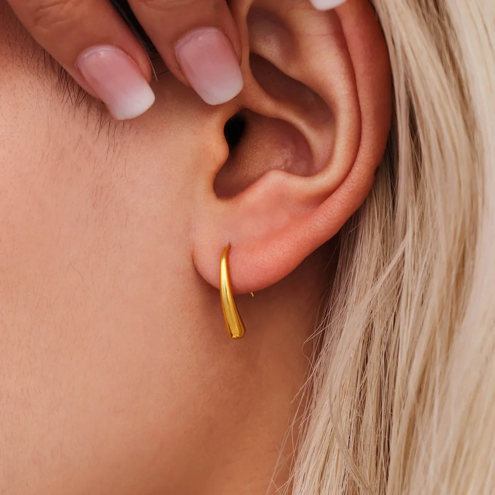 Einfache, hochwertige Edelstahl-Ohrringe für Damen, luxuriös, goldfarben, Silber, baumelnde Ohrringe, lange Ohrstecker, Schmuck, Trends 2025 – Detail 7