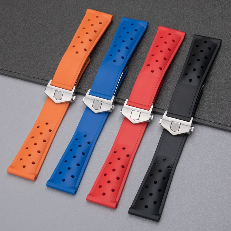 

22mm Soft Rubber Silicone Waterproof Folding Buckle Watch strap For TAG HEUER Watch strap MONACO CARERRA FORMULA 1 Watch strap