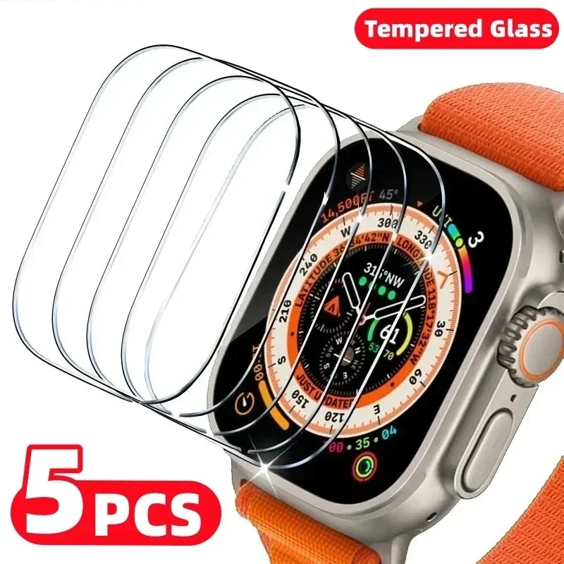 Apple Watch Ultra Screen Protector Set - 5-Pack Tempered Glass, Anti-Scratch, Waterproof, HD Film