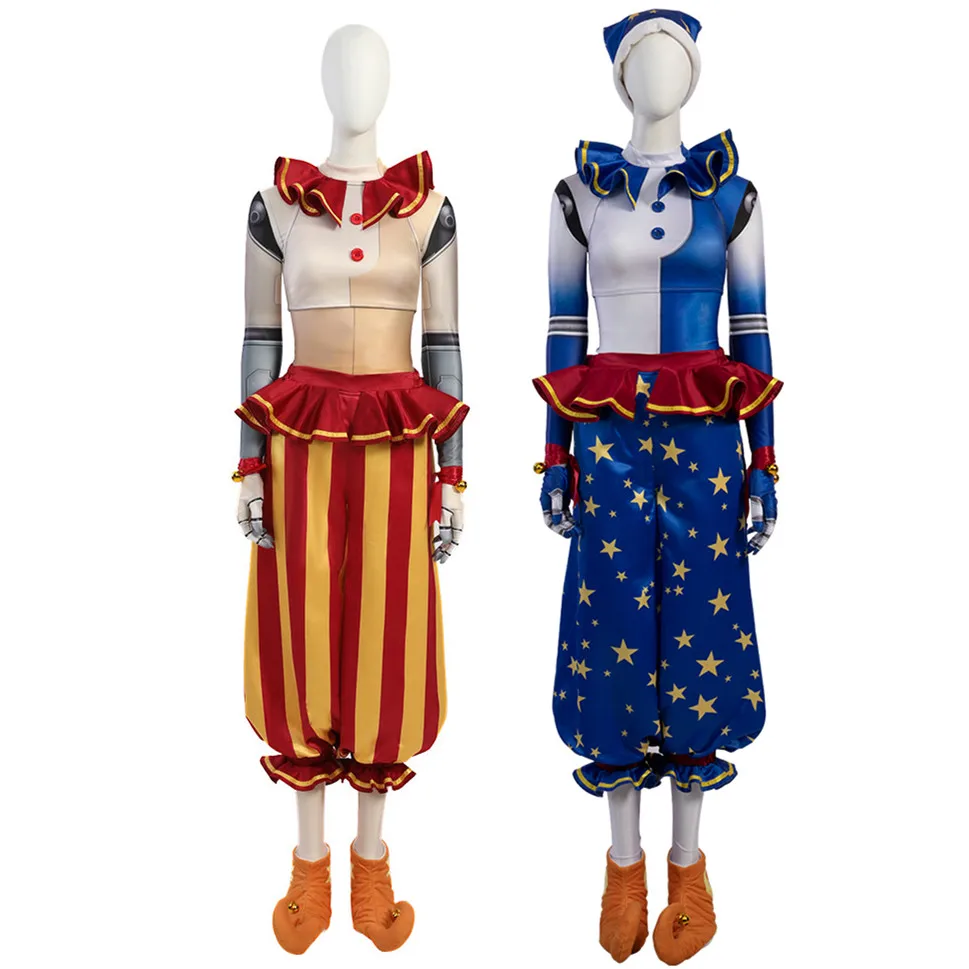 

Sun Moon Clown Freddy Cosplay Costume Adult Women Shirt Pants Suits Children Girls Halloween Carnival Disguise Party Costume