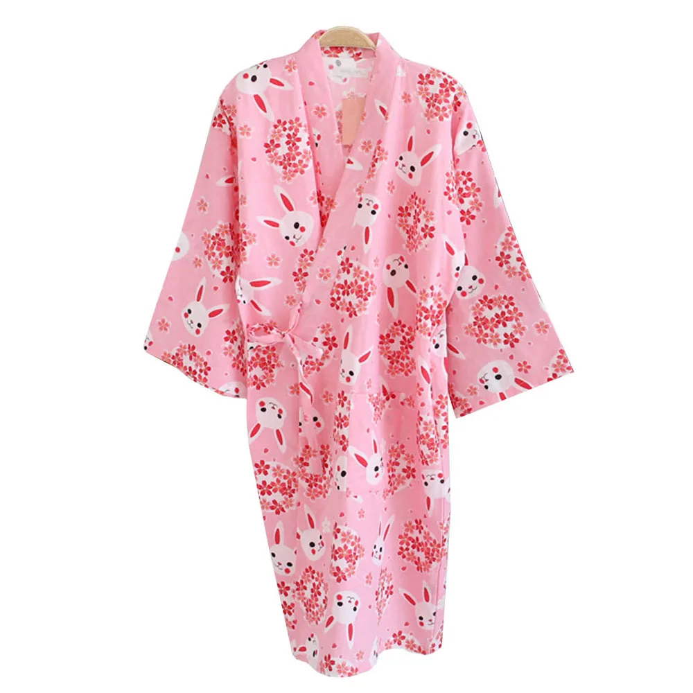 Cotton Robe Long Kimono Japanese Traditional Pajamas Women Night Gown Sleepwear Yukata Comfortable Bathrobe Home Dress