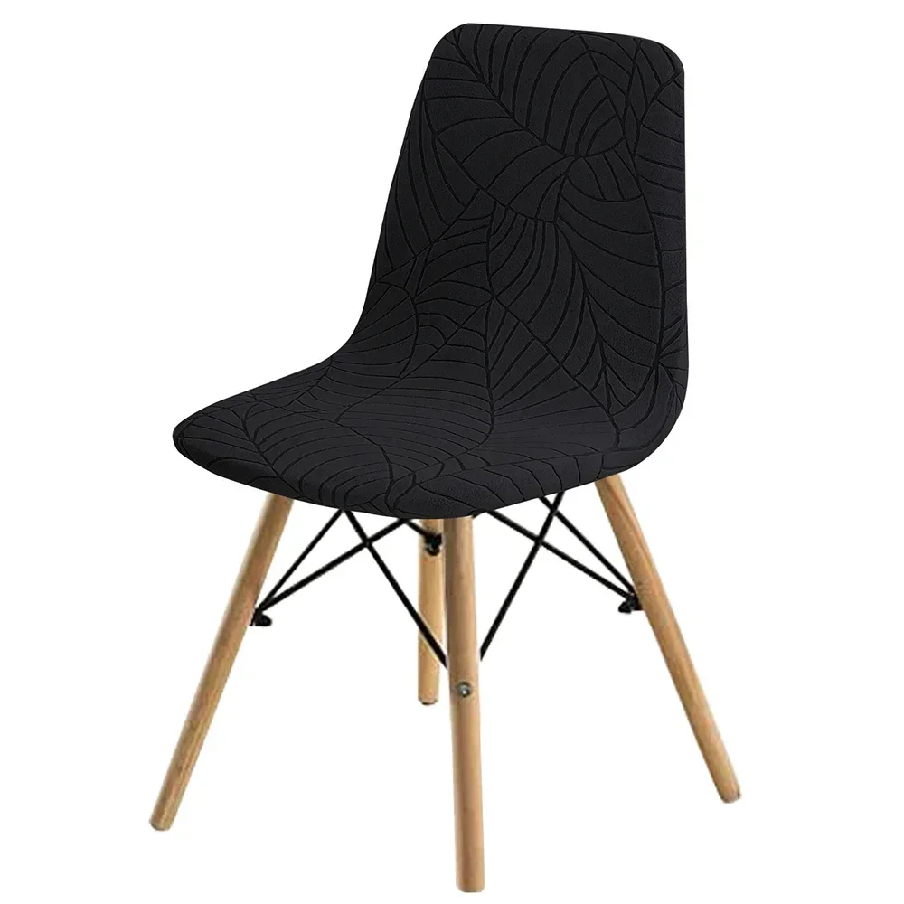 Elegant Stretch Shell Chair Covers with Leaf Design for Dining, Bar, Hotel, and Event Seating
