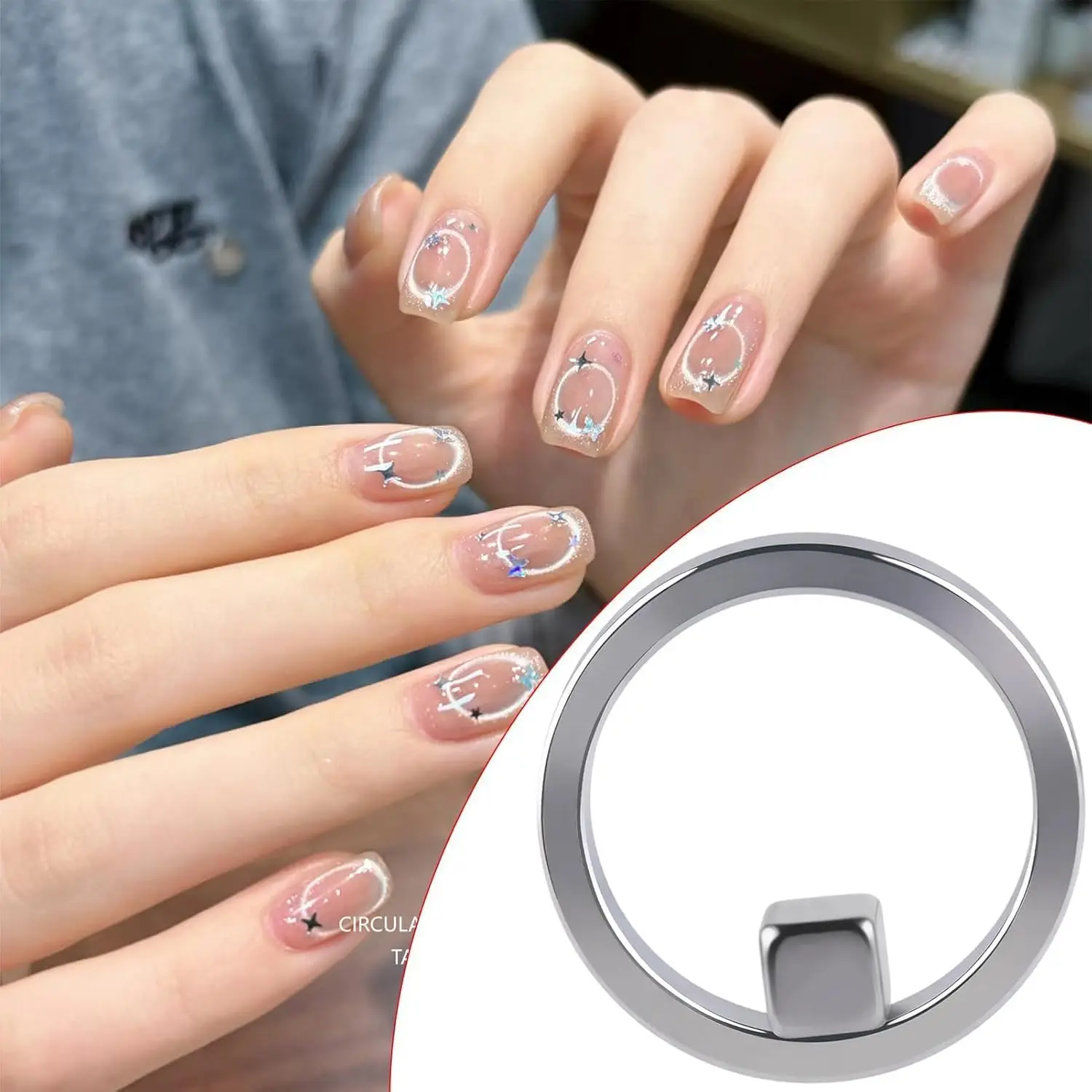 원형 DIY 캣아이 네일아트 블랙홀 자석 강력 네일아트 젤 폴리쉬 가이드 도구 DIY 마그네틱 네일 헬퍼 매니큐어 디자인