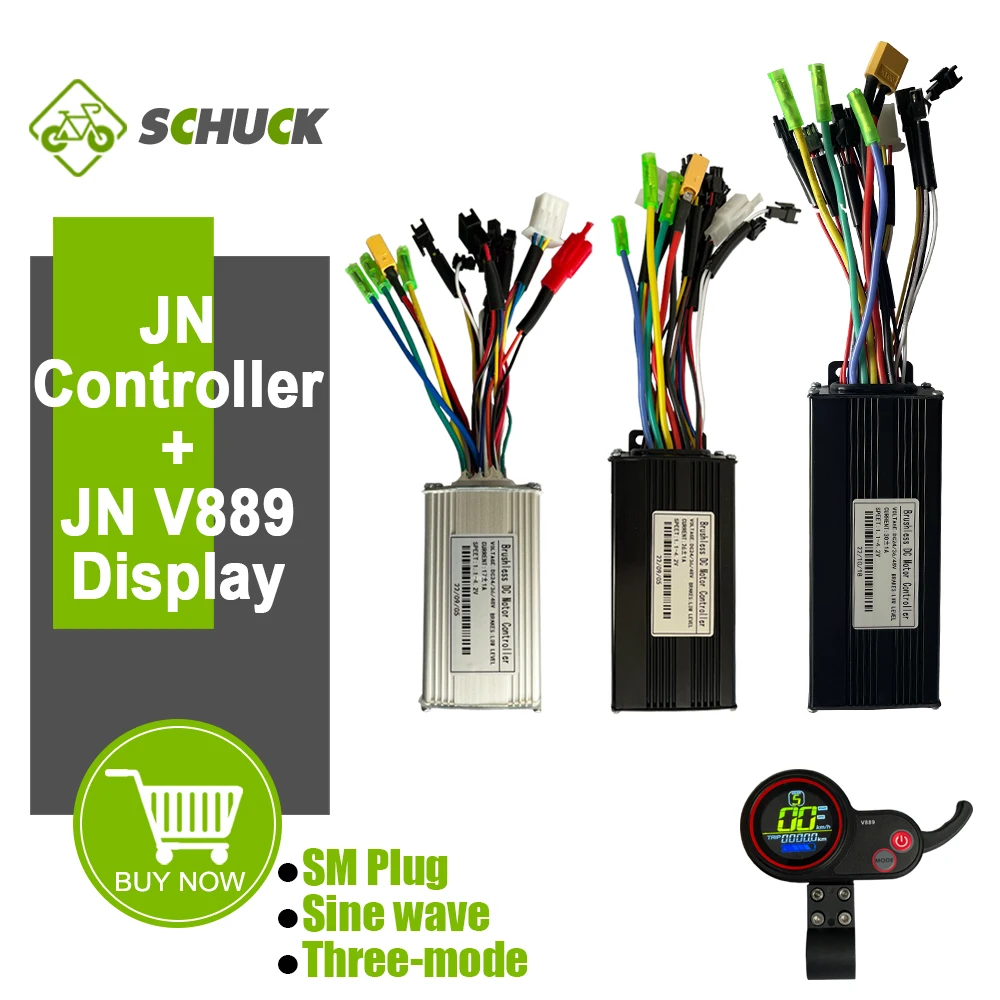 

JN 17A 26A 30A Three-Mode Sine Wave Controller with JN V889 LCD Display Use for 36V 48V 250W-1000W Motor Conversion Parts