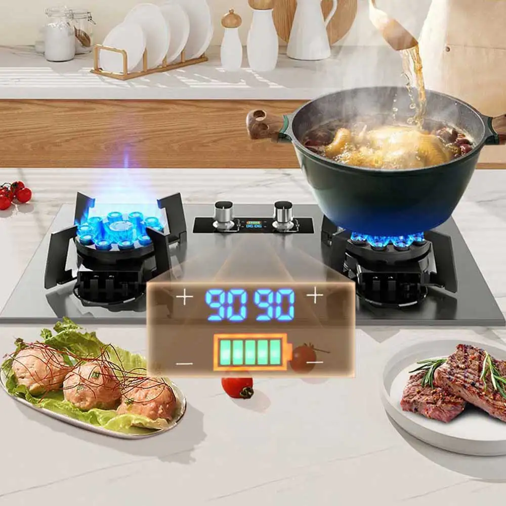 Household stainless steel stove, natural gas dual stove, embedded dual purpose gas foldable energy-saving stove