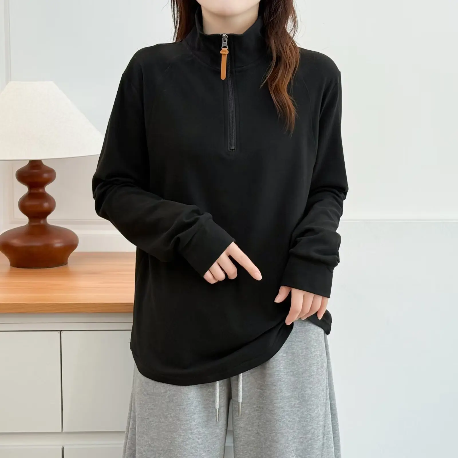 XXXXL Fashion Plus Size Women's T-Shirt New Autumn And Winter Casual Thickened DE Velvet Warm Zipper Collar Tops 2562