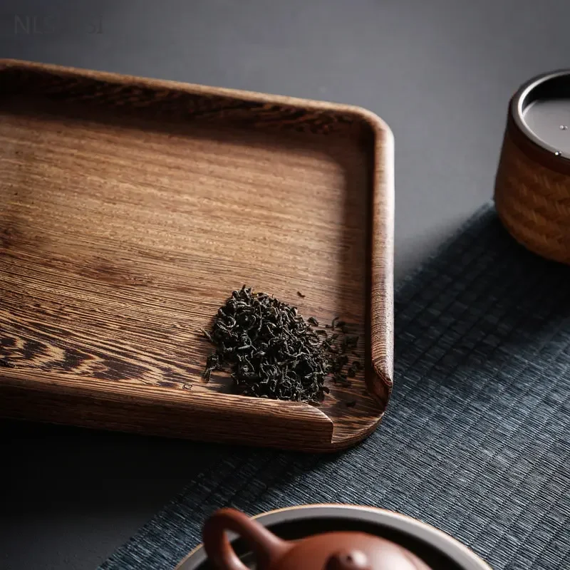 Tea Tray Wooden Serving Tray Tea Set Vintage Solid Wood Tea Tray Pu'er Tea Plate Tradition Set Accessories Ceremony Trays Decorative Home Teaware Supplies