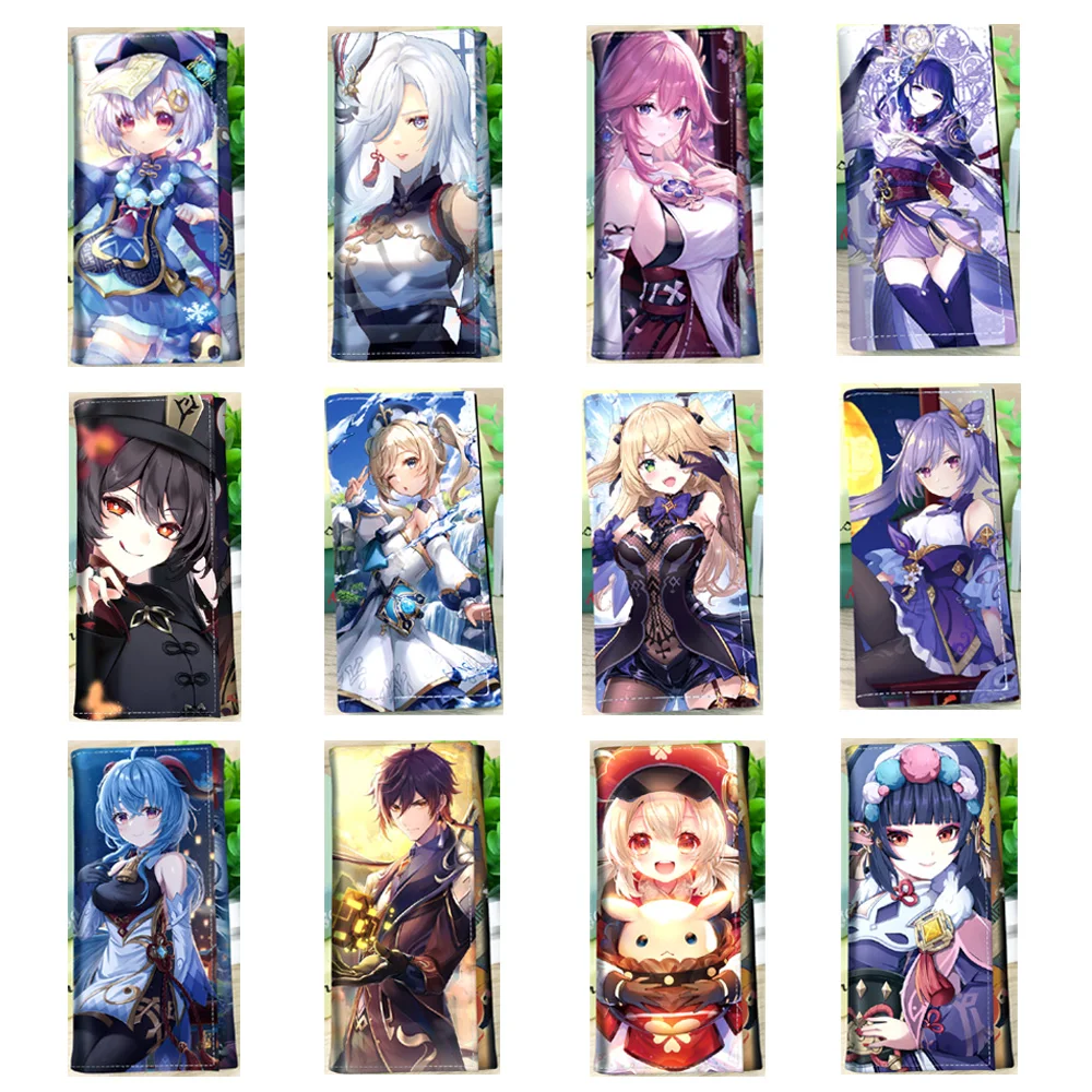 

Cartoon Long Wallet Genshin Impact Lumine Aether Jean Gunnhildr PU Leather Purse Fashion Clutch