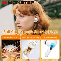 MONSTER Wireless Bluetooth 5.3 Earphones LCD Touch Screen Headphones ANC Noise Reduction Headset Built In HD Mic  Music Earbuds 2