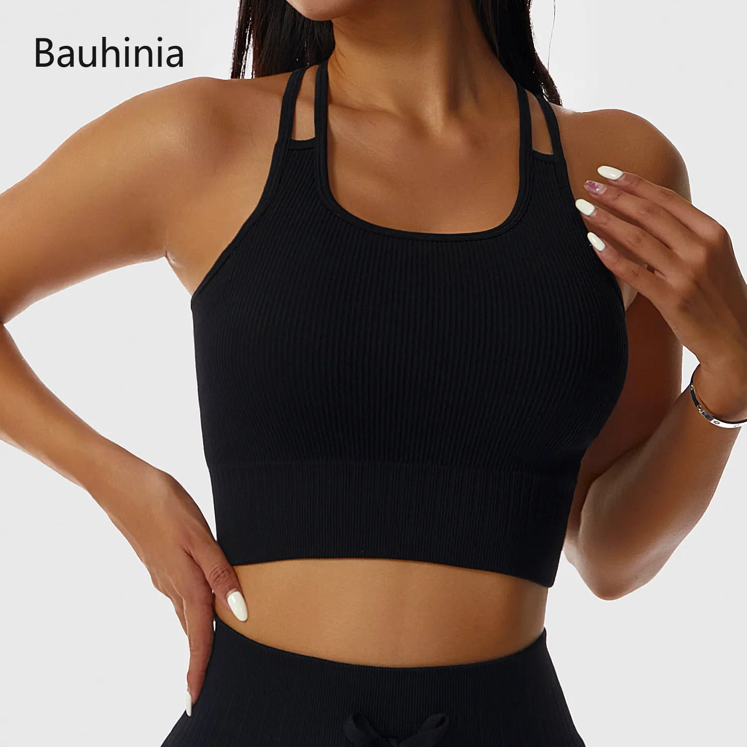 Bauhinia New Cross Strap Sports Bra Women's Tight Elastic Shockproof Gym Yoga Bras Fitness Workout Bralette Crop Top