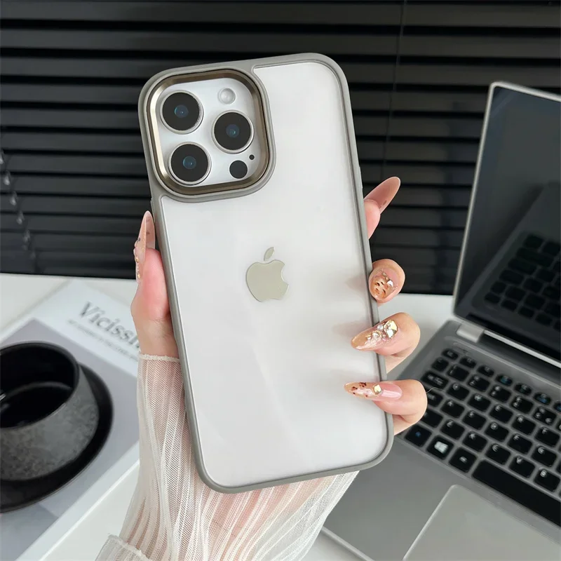 Enhanced Transparent Edge Protective Phone Case with Anti-Drop Bumper