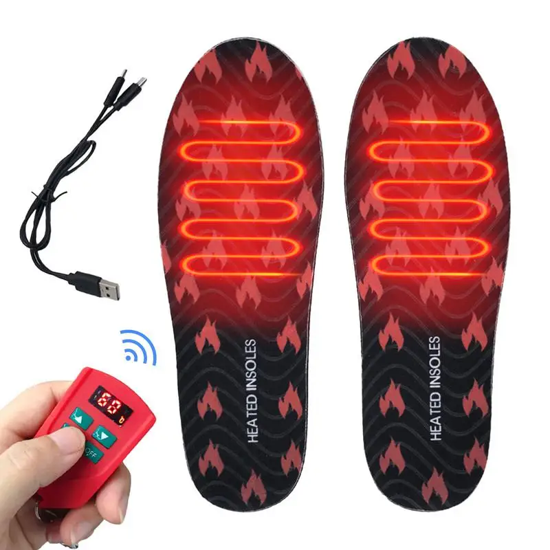 

Winter Heated Insole Foot Warmer Heating Shoe Insoles Rechargeable Remote Control Breathable PU Foam Washable Cuttable Led