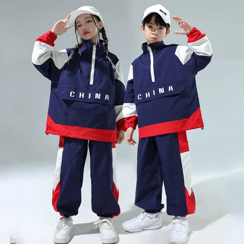 

Suit Girls Ballroom Hip Hop Dance Performance Rave Clothes 2023 Jazz Dance Costumes For Kids Loose Jacket Hiphop Pants