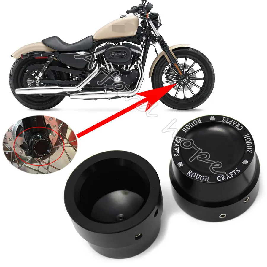 Black,Pointed KEEPDSGN Front Axle Nut Covers Cap Aluminum Alloy Compatible with Softail Dyna Sportster XL 883 1200 Road King Electra Glide 