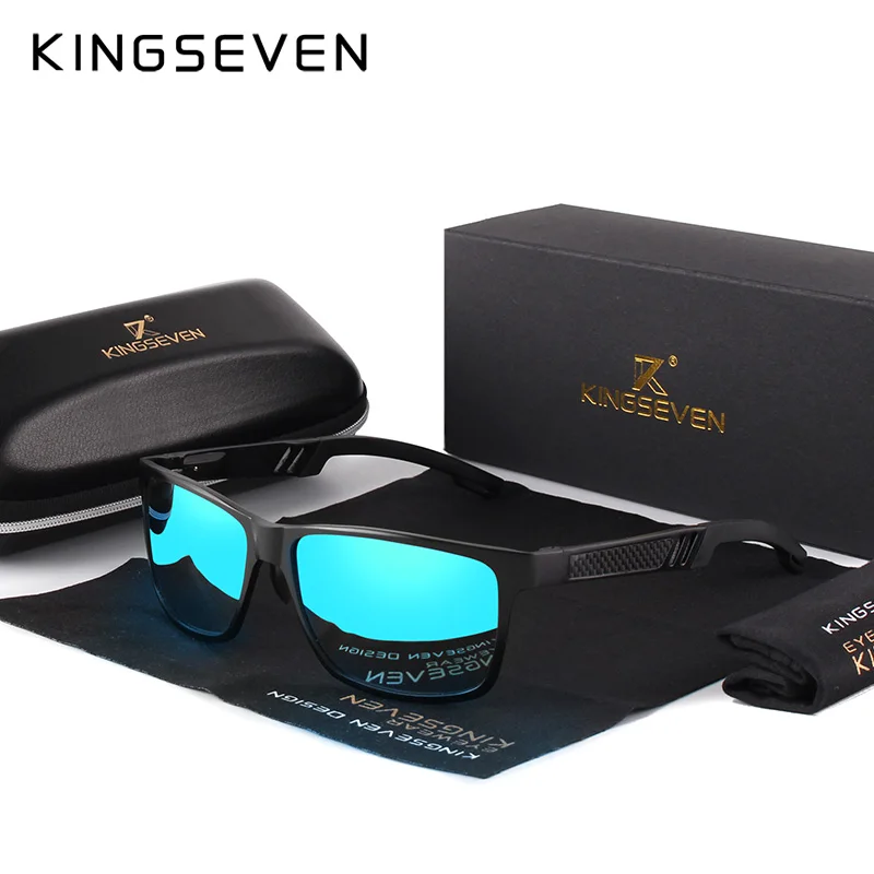 

KINGSEVEN Aluminum Square Men/Women Polarized Coating Mirror Sun GlassesEyewear Sunglasses For Men