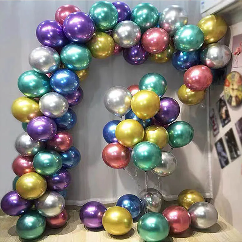 Metallic Latex Balloon Silver Chrome Gold Birthday Party