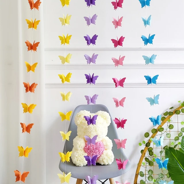 2m 3D Paper Butterfly Hanging Paper Garland Bunting Banner Wedding Party  Decor
