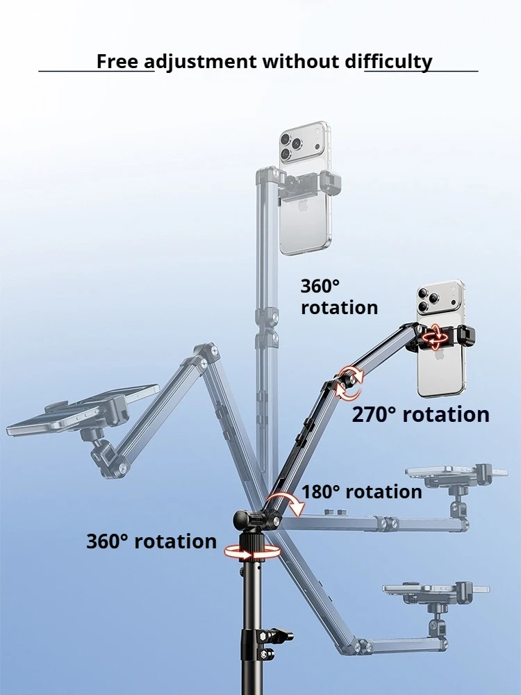 Eary Tablet Floor Stand Height Adjustable 360 degree Rotatable Phone Holder for iPhone iPad Pro 4.7-12.9" Inches Screen Devices