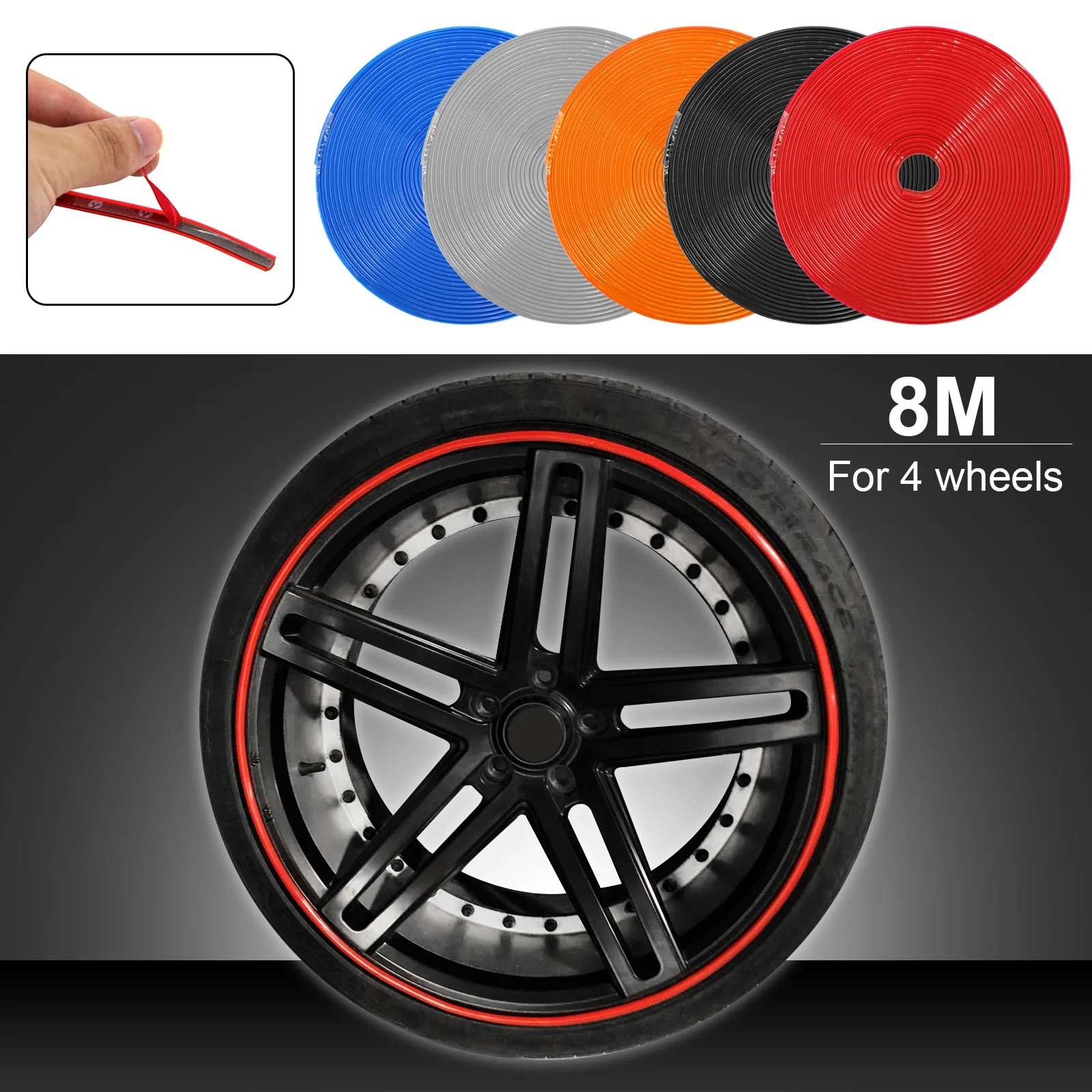 8M/ Roll Rim blades Car Vehicle Color Wheel Rims Protectors Decor Strip ...