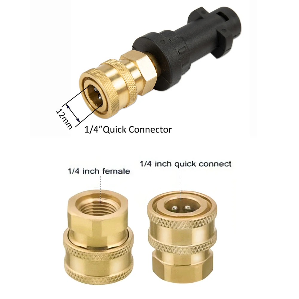 Pressure Washer Quick Connector 1/4" to Spray Gun Wand Lance Bayonet Adapter 1/4" quick disconnect release fitting for Karcher 3