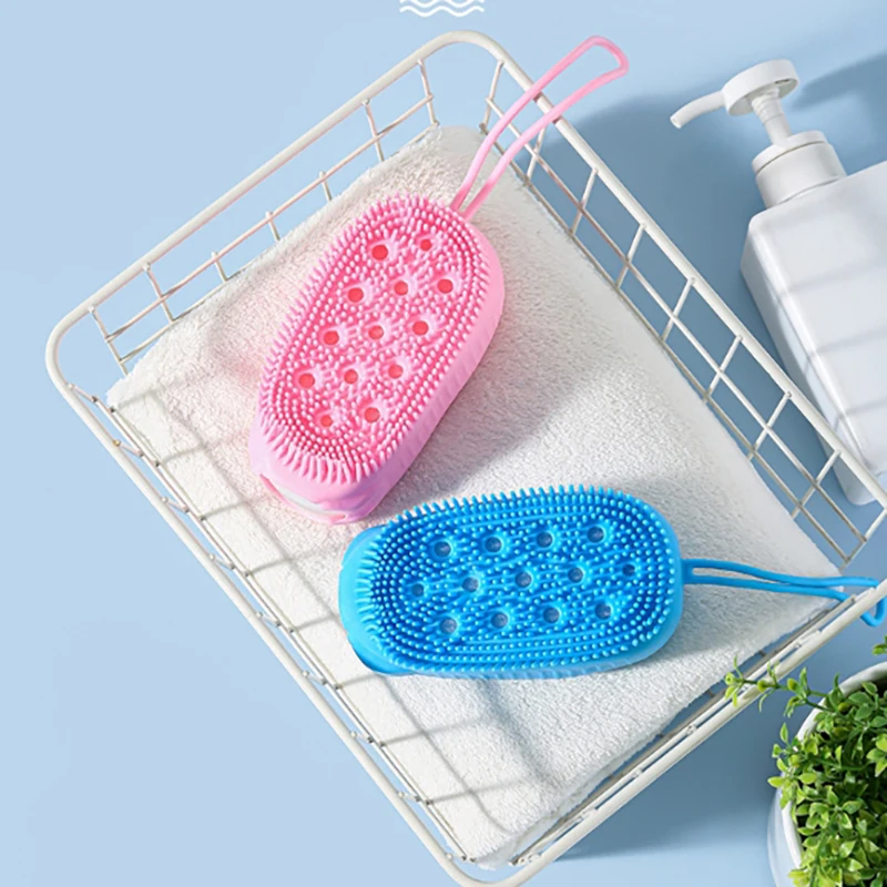 Silicone Body Scrubber Shower Exfoliating Scrub Sponge Bubble Bath Brush Massager Skin Cleaner Cleaning Pad Bathroom Accessories 6