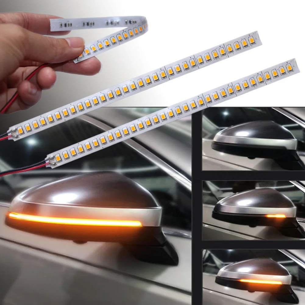 

2pcs Car Rearview Mirror Indicator Lamp DRL Streamer Tape LED Flowing TurnSignal Lamp DRL Streamer Tape With Turn Signal Bar