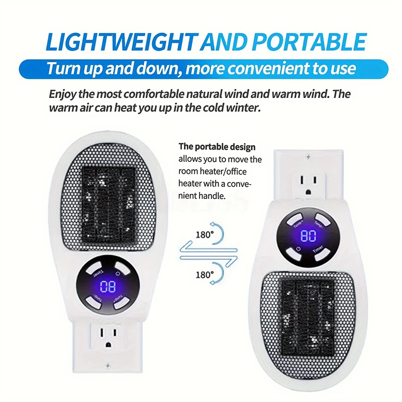 Portable Heater Electric Heater Plug-in Room Home Appliance Heating Furnace Mini Radiator Remote Heating 500W