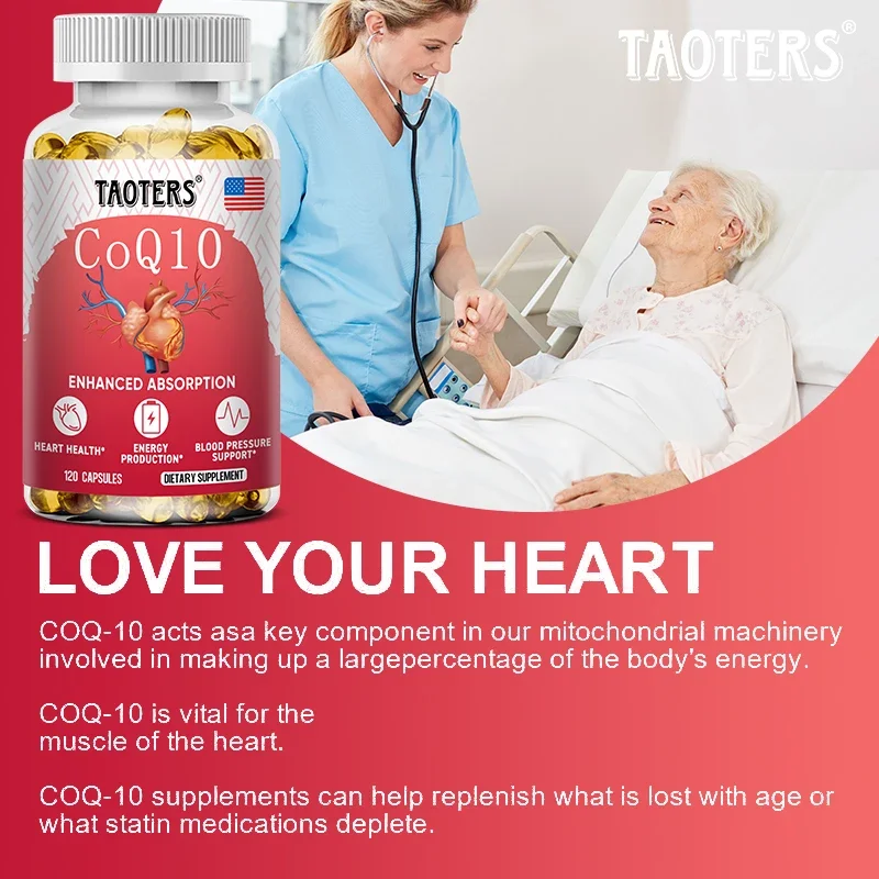 TAOTERS Coenzyme Q10 Capsules, Energy, Antioxidant,Cognitive and Heart Support， Brain and Cell Health