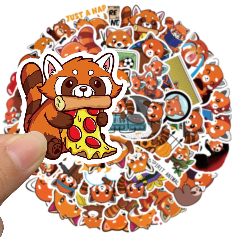 50pcs 귀여운 애니메이션 레드 팬더 스티커 방수 비닐 어린이 장난감 데칼 물병 스케이트 보드 전화 수하물 자동차 스티커